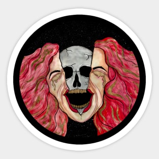 Skull Girl Space Sticker